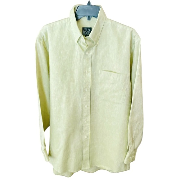 Jos. A Bank Traveler’s Collection 100% linen long sleeve button shirt SZ M green - Picture 1 of 8